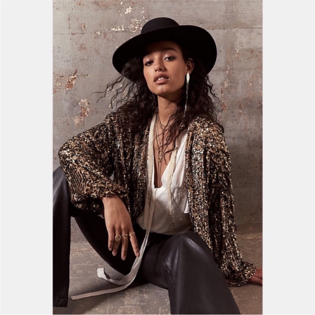 Free People Seeing Stars Sequin Jacket